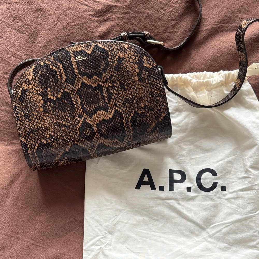 A.P.C. Brown Python Demi-Lune Bag
